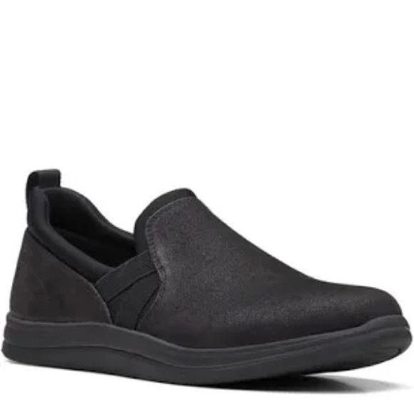 Clarks breeze Bali slip on sneakers black womens size 9.5 casual minimalist - Picture 1 of 9